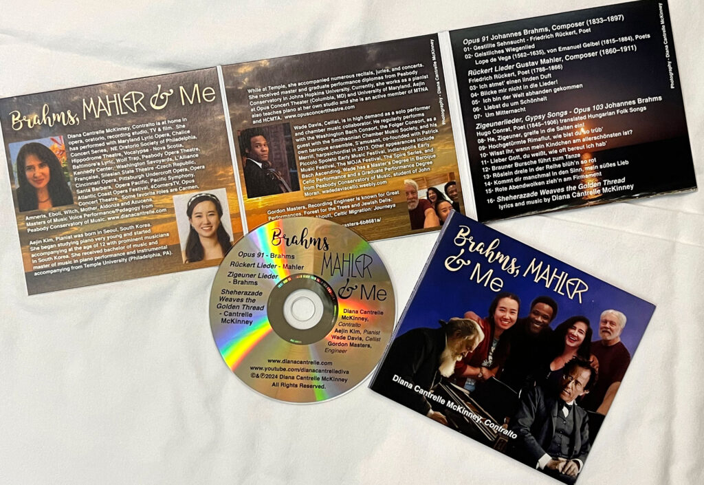 Audio CD package for Brahms, Mahler and Me by Diana Cantrelle McKinney